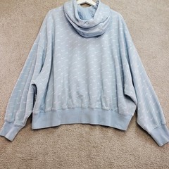 Nike All Over Swoosh Logo Hoodie Light Blue Cotton Polyester Blend Size L Active