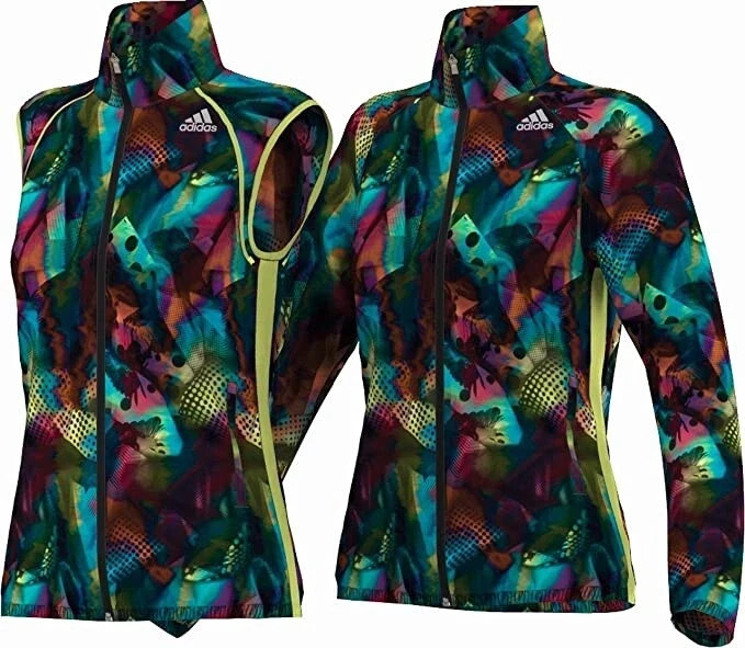 Adidas Jacket Womens 14 Multicoloured Vest Windbreaker Zip Running Lightweight