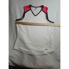 Nike Fit Dry Womens Tank Top White Pink Navy Blue V-Neck Athletic Size M 8-10