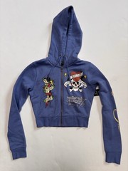 Y2K Ed Hardy Tracksuit Set Hoodie Sweatpants Periwinkle Blue Skull READ
