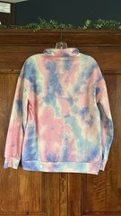 Tie-Dye 1/4 Zip Pullover Sweatshirt Pink Blue White M Polyester Spandex LS