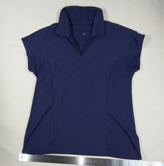 Cutter & Buck Women’s Blue Stretch Knit Polo Athletic Fit Cap Sleeve Collared M