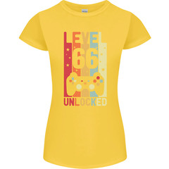 66th Birthday 66 Year Old Level Up Gamming Womens Petite Cut T-Shirt