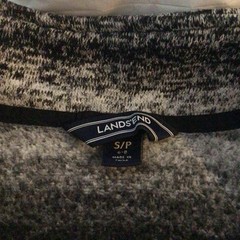 Lands End Women’s Fleece 1/4 Zip Pullover Black White Heathered Size S (6-8)