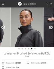 NWT Lululemon Brushed Softstreme Half Zip Black BLK Size 4