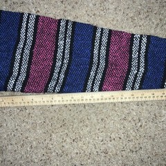 Mexican Baja knit Dark Pink Blue Hippie Hoodie size L pocket acrylic blend