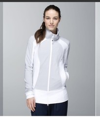 Lululemon Nice Asana Jacket Wee Stripe White Heathered Medium Grey / White