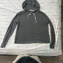 John Galt Brandy Melville Gray Knit Hoodie Women’s One Size Slouchy Pullover Y2K