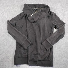 AllSaints Dahlia Sweat Black Asymmetrical Zip Funnel Neck Sweatshirt S WM163F