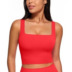 CRZ YOGA Butterluxe Square Neck Crop Tank Tops for Women – Workout Longline Spor
