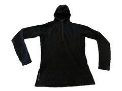 Icebreaker GT Lightweight Womens Black1/4 Zip Merino Wool Hoodie Size Small