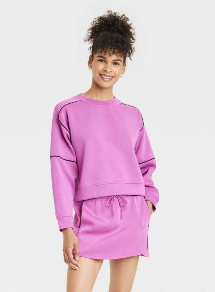 NWT~ All in Motion sz S Sandwash Pickleball Crew Sweatshirt Violet Airy 55