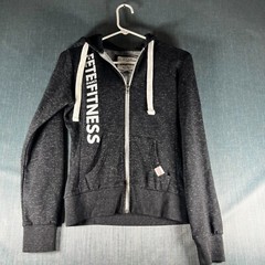 Reflex Fete Dance Fitness Hoodie Women Size S Gray Graphic Print Full Zip Pocket