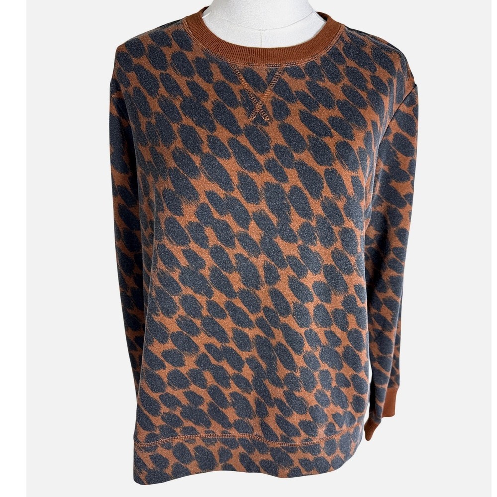 Stars Above Beautifully Soft Fleece Leopard Print Sweatshirt Brown Black Medium