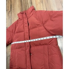 Topshop Rust Puffer Jacket Cropped High Neck Snap Zip Women US 4