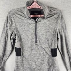 Layer 8 Performance Woman Athletic Pullover Jacket M Gray 1/4 Zip Qwick Dry
