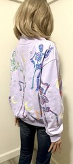 QUEEN OF SPARKLES LAVENDER MULTI DANCING SKELETON MOCK NECK SWEATSHIRT MEDIUM