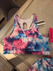D’Yuki 2 piece workout set pink/blue/white tie dye,tummy control, butt sculpt…