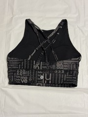 lululemon Energy Logo Sports Bra Black Graphic Text High Neck Long Line Yoga