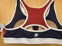 Fila Sport Medium Impact Zip Front Wireless Sport Bra Navy-red-white NWT