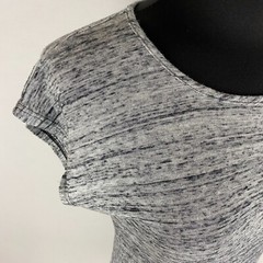 Athleta Womens XXS Gray Black Cap Sleeve Tee Asymmetric Hem Side Tie Rayon Blend