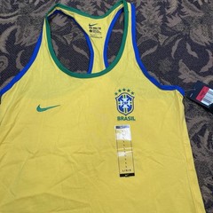 Women’s Nike Yellow Brazil Brasil Soccer Crest Tank Top Size Large New