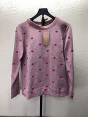 Amana Size Medium Pink Sweatshirt With Embroidered Hearts NEW