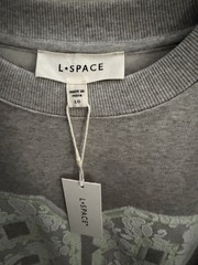 $147 NWT L*Space Anthropologie Lace 98 Graphic Legend Sweatshirt Gray Limeade L