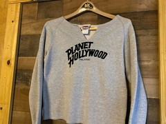 Planet Hollywood Orlando Sweatshirt VTG 1998 Womens Large Short V-Neck Sparkle