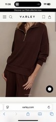 Varley Hawley Half Zip Sweat $150 MSRP Women’s Size Medium Chocolate Walnut