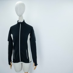 Icebreaker GT Women’s Merino Wool Full Zip Jacket Black White Mid Layer Size S