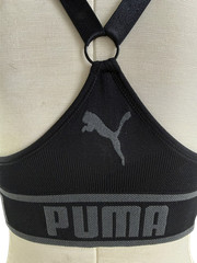 PUMA Sports Bra NEW Padded Seamless Black Women Large Removable Cup Drycell $28
