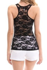 NEW SEXY Lace Racerback Ribbed Solid Tank Top Sleeveless Shirts