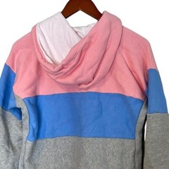 Champion Womens Reverse Weave Colorblock Cropped Hoodie Size M Pink Gray Blue