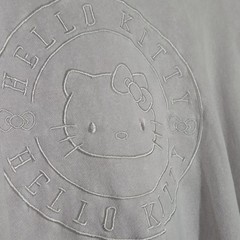 Hello Kitty Circle Graphic Logo Gray Pullover Fleece Hooded Hoodie Womens XL