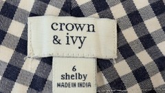 Crown & Ivy Gingham Scalloped Hem Skort Navy Blue White Plaid Women’s Size 6