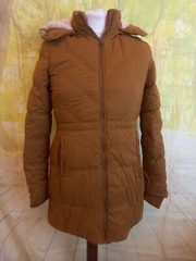 Fat Face brown Jacket 10 bronze faux fur acrylic cotton blend UK women’s size 10