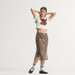 adidas Originals Women’s Snake Print Satin Skirt KX1894