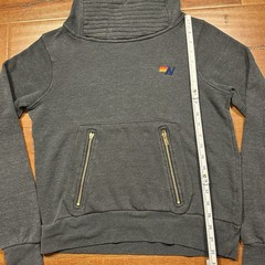 Aviator Nation Ninja Hoodie Sweater Women XS Gray Oversized Funnel Neck USA Made