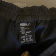 MURELI 100% Silk Pants Women M Lined 100% Nylon Drawstring Pockets Pull On NEW