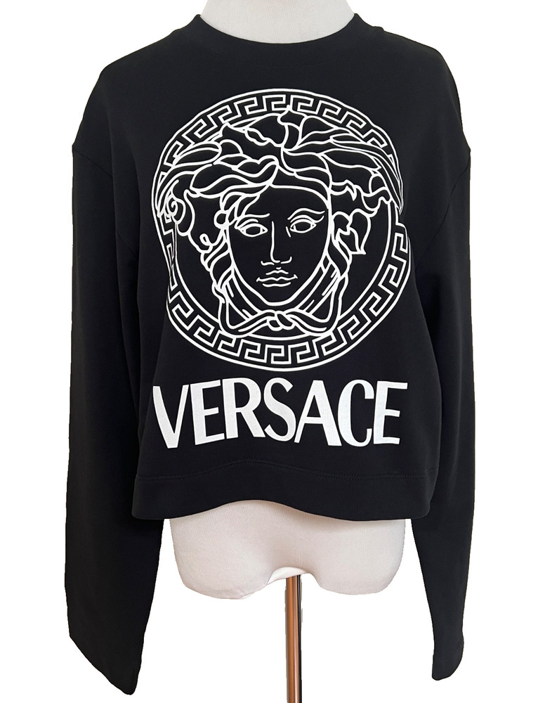 NWT Versace Medusa Tribute Black Logo Graphic Crewneck Sweatshirt 42 US 6 $1150