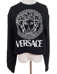 NWT Versace Medusa Tribute Black Logo Graphic Crewneck Sweatshirt 42 US 6 $1150