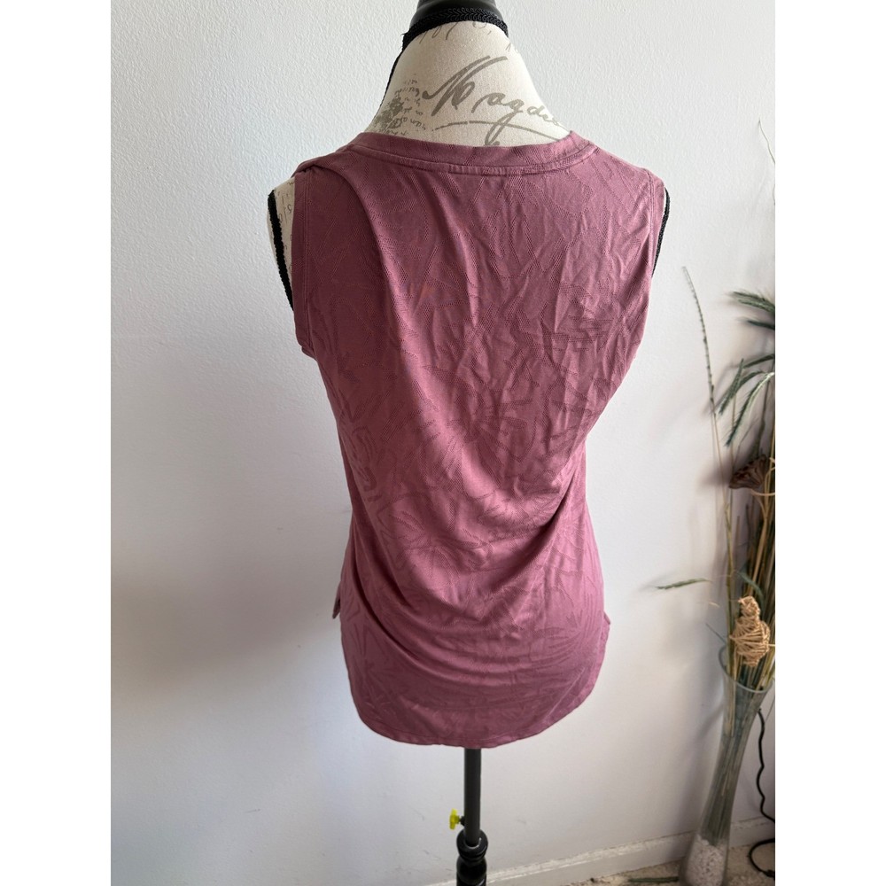 Athleta Womens Mauve Jacquard Palm Leaf V-Neck Tank Top Size M Activewear 2611