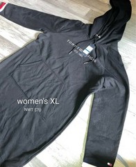 Tommy Hilfiger Womens Black Logo Pullover Hoodie Dress w/ Pockets XL Regular