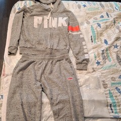 VICTORIA SECRET PINK Gray Small Set Hoodie & Jogger pants, PINK Logo & Print