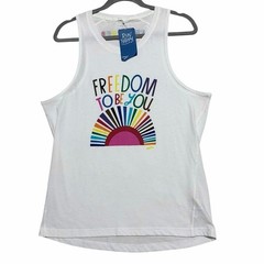 BROOKS NWT White/Multi “Freedom To Be You” Tank Top M