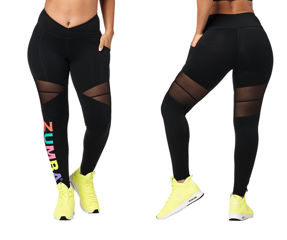 Zumba Bright Bold Zumba Ankle Leggings – XS & Small ~ Bold Black ~ New!