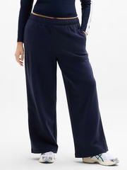 Athleta 2X Forever Fleece Wide Leg Navy Sweatpant High-Rise Plush Pull-On NWT