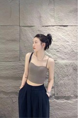 1pc Popular Cool Solid Knitted Yoga Gym Tank Top Bra Seamless Skin-Friendly