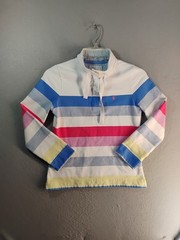 Joules Saunton Funnel Neck Sweatshirt Womens 6 Multicolor Striped Drawstring